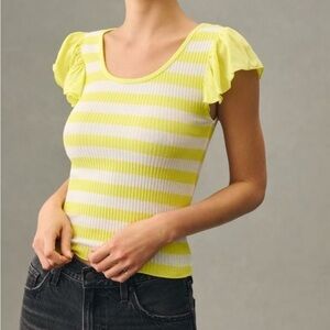 Anthropology T.La flutter sleeve top, small